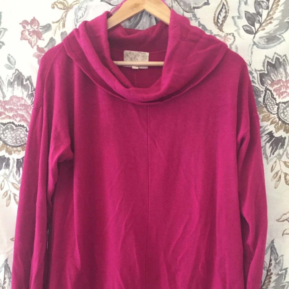 Pink Cowl Turtleneck Sweater